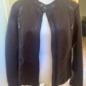Brown/burgundy faux leather jacket by Kenneth Cole